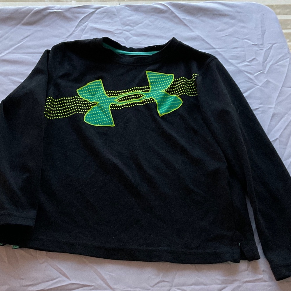 Under Armour Kids Black Long Sleeve with Neon Green Logo